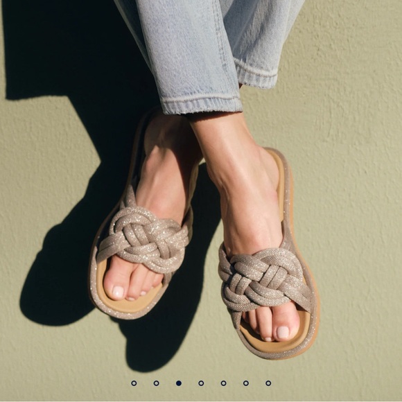 Rothy's Taupe/Silver Knotted Summer Sandal - Picture 1 of 8